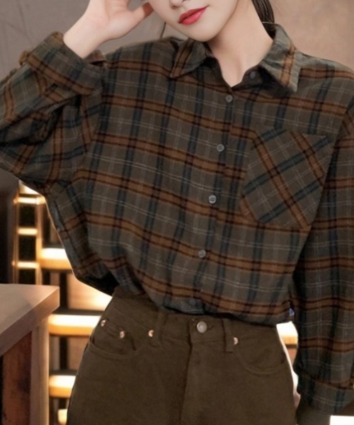 cammie(キャミー)の「コーデュロイシャツ(シャツ/ブラウス・レディース・モスグリーン/マスタード・M/L)」の1枚目の写真
