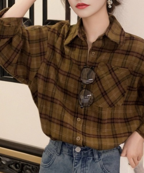 cammie(キャミー)の「コーデュロイシャツ(シャツ/ブラウス・レディース・モスグリーン/マスタード・M/L)」の8枚目の写真