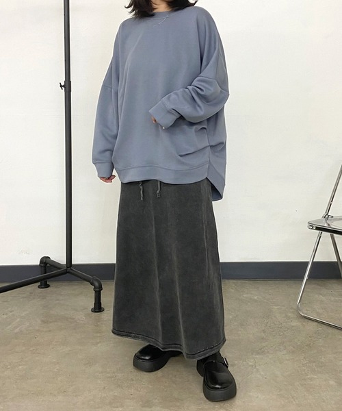 CRB(シーアールビー)の「ピグメントIラインロングスカート(スカート・レディース・グレー/ベージュ/ブラック/ブルー・F)」の11枚目の写真