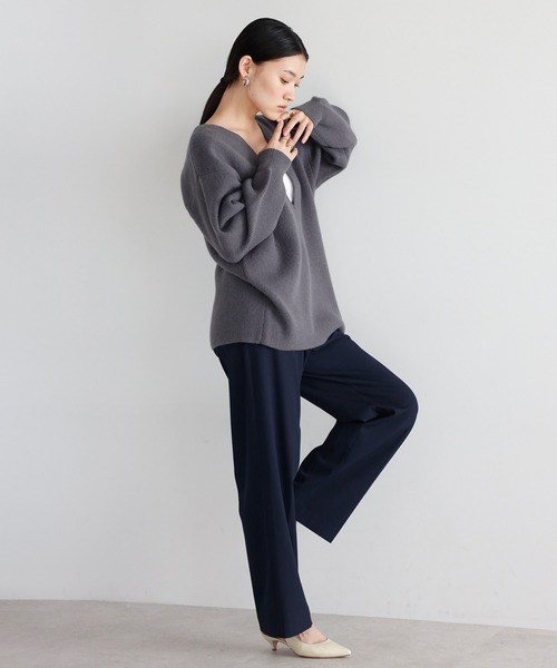 セール】deep V neck highgauge knit pullover / 深Vネックハイゲージ