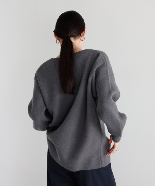 セール】deep V neck highgauge knit pullover / 深Vネックハイゲージ