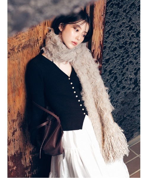 FRAY I.D（フレイアイディー）の「ブラッシュシャギーニットマフラー（ストール/ショール・レディース・ピンク/アイボリー/ライトベージュ・F）」の3枚目の写真