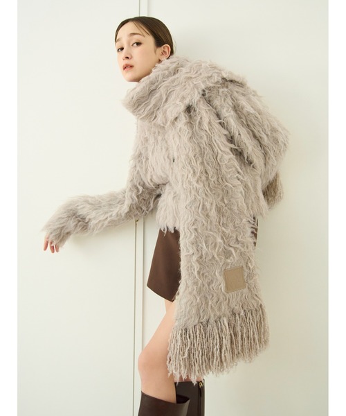 FRAY I.D（フレイアイディー）の「ブラッシュシャギーニットマフラー（ストール/ショール・レディース・ピンク/アイボリー/ライトベージュ・F）」の21枚目の写真