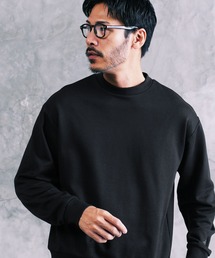 ワンポイント刺繍 裏毛 クルーネック スウェット トレーナー