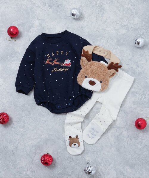 apres les cours(アプレレクール)の「【リンク】クリスマスモチーフボディースーツ(ロンパース・キッズ・レッド/ネイビー・80)」の6枚目の写真