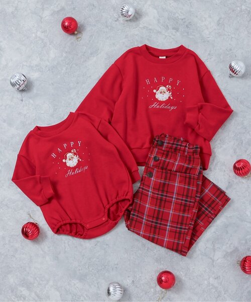 専用♡正規品♡クリスマスベア♡ロングパンツ上下セット♡レッド リンク】クリスマスモチーフボディースーツ（ロンパース）｜apres les