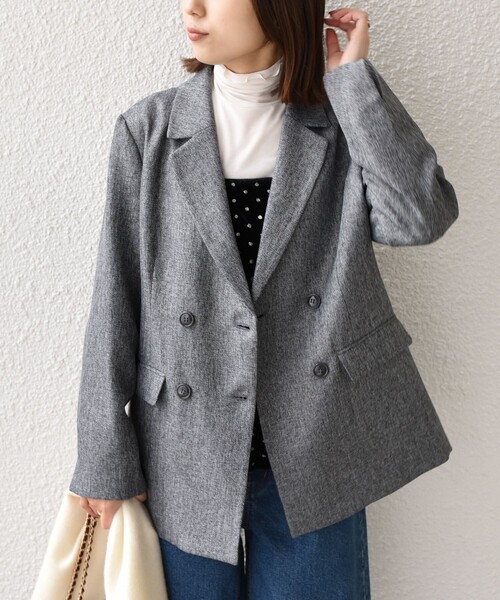 セール】SHIPS Colors:〈手洗い可能〉メランジ ヘリンボーン ダブル