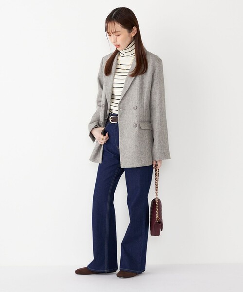 SHIPS Colors:〈手洗い可能〉メランジ ヘリンボーン ダブルボタン