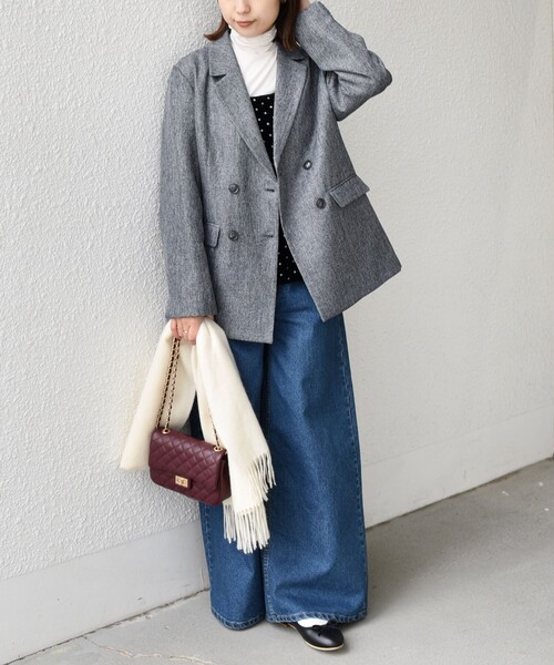 SHIPS Colors:〈手洗い可能〉メランジ ヘリンボーン ダブルボタン