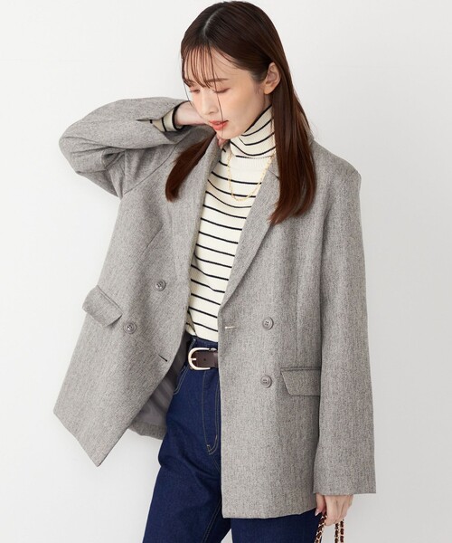 SHIPS Colors:〈手洗い可能〉メランジ ヘリンボーン ダブルボタン