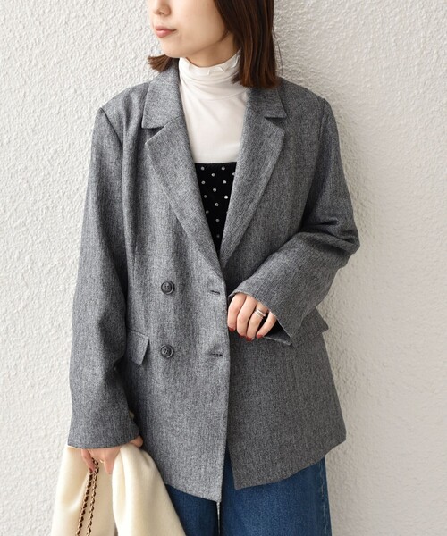 セール】SHIPS Colors:〈手洗い可能〉メランジ ヘリンボーン ダブル