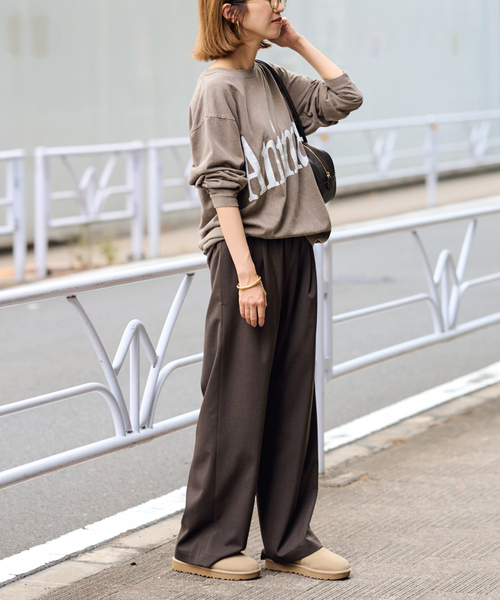 TWギャバリラックスパンツ FRAMeWORK フレームワーク FRAMeWORK ≪≫TWギャバリラックスパンツ （ブラウン