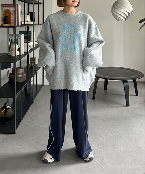 PILIT(ピリット)の「ジャガード ロゴBIGニット(ニット/セーター・レディース・アイボリー/杢グレー/ブラウン/イエロー/チャコールグレー・MEDIUM)」の14枚目の写真