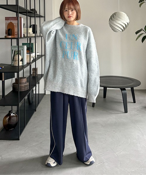 PILIT(ピリット)の「ジャガード ロゴBIGニット(ニット/セーター・レディース・アイボリー/杢グレー/ブラウン/イエロー/チャコールグレー・MEDIUM)」の15枚目の写真