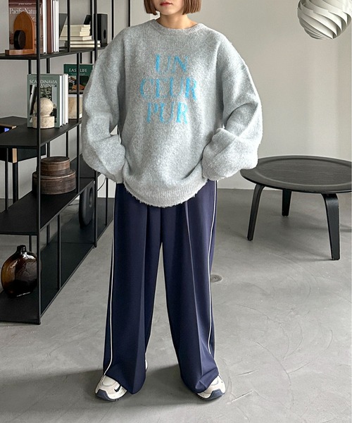 PILIT(ピリット)の「ジャガード ロゴBIGニット(ニット/セーター・レディース・アイボリー/杢グレー/ブラウン/イエロー/チャコールグレー・MEDIUM)」の17枚目の写真