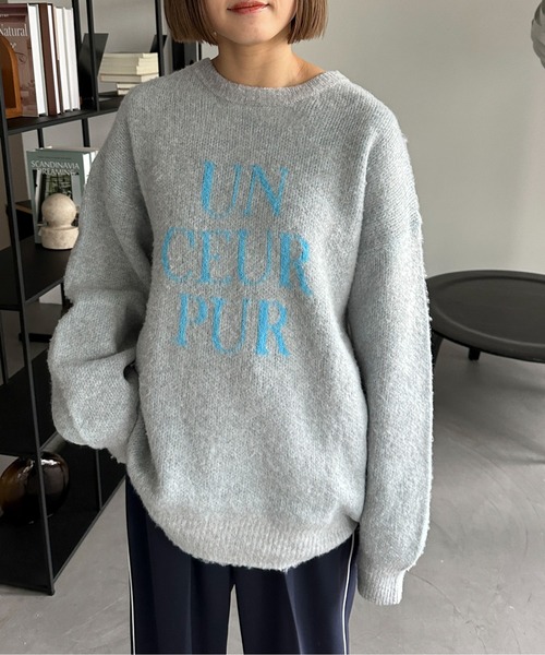 PILIT(ピリット)の「ジャガード ロゴBIGニット(ニット/セーター・レディース・アイボリー/杢グレー/ブラウン/イエロー/チャコールグレー・MEDIUM)」の18枚目の写真