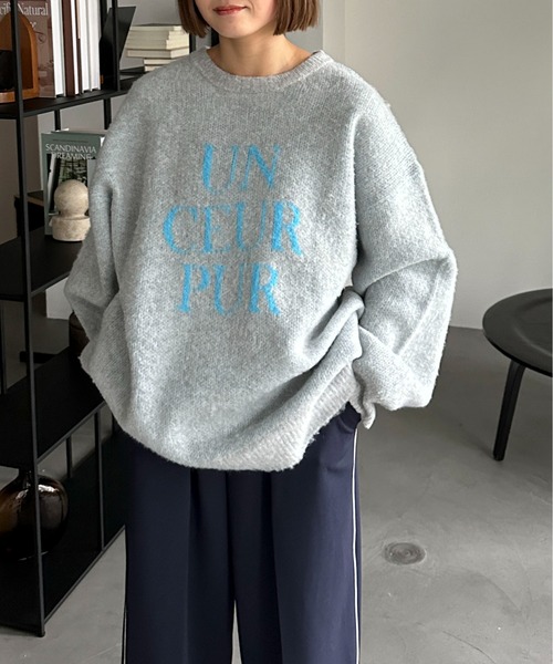 PILIT(ピリット)の「ジャガード ロゴBIGニット(ニット/セーター・レディース・アイボリー/杢グレー/ブラウン/イエロー/チャコールグレー・MEDIUM)」の19枚目の写真