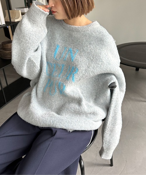 PILIT(ピリット)の「ジャガード ロゴBIGニット(ニット/セーター・レディース・アイボリー/杢グレー/ブラウン/イエロー/チャコールグレー・MEDIUM)」の20枚目の写真