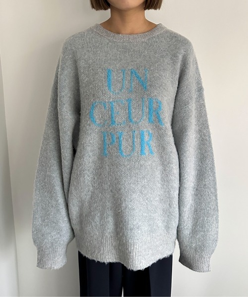 PILIT(ピリット)の「ジャガード ロゴBIGニット(ニット/セーター・レディース・アイボリー/杢グレー/ブラウン/イエロー/チャコールグレー・MEDIUM)」の10枚目の写真