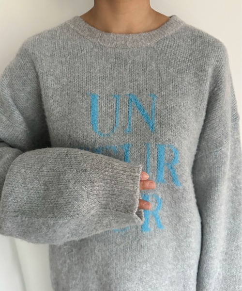 PILIT(ピリット)の「ジャガード ロゴBIGニット(ニット/セーター・レディース・アイボリー/杢グレー/ブラウン/イエロー/チャコールグレー・MEDIUM)」の13枚目の写真