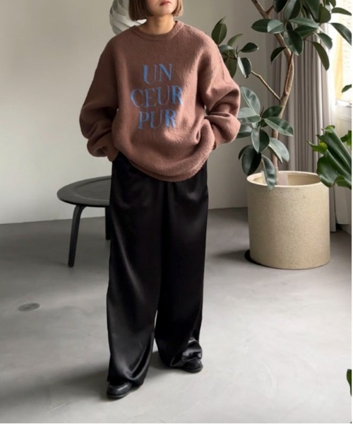 PILIT(ピリット)の「ジャガード ロゴBIGニット(ニット/セーター・レディース・アイボリー/杢グレー/ブラウン/イエロー/チャコールグレー・MEDIUM)」の22枚目の写真