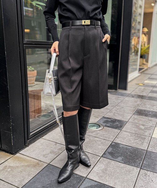 NOLLEY’S（ノーリーズ）の「ウォッシャブルフラノ風ハーフパンツ（その他パンツ・レディース・ブラック/ブラック系その他3・36/38）」の4枚目の写真