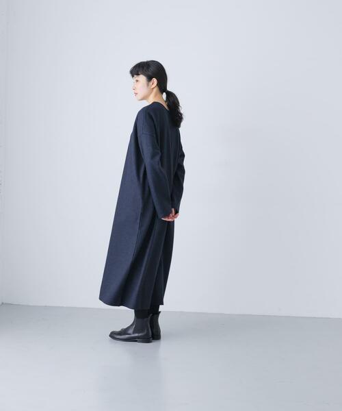 kagure かぐれ ウールサージワイドワンピース ブラック 日本製 kagure かぐれ ウールサージワイドワンピース ブラック 日本製