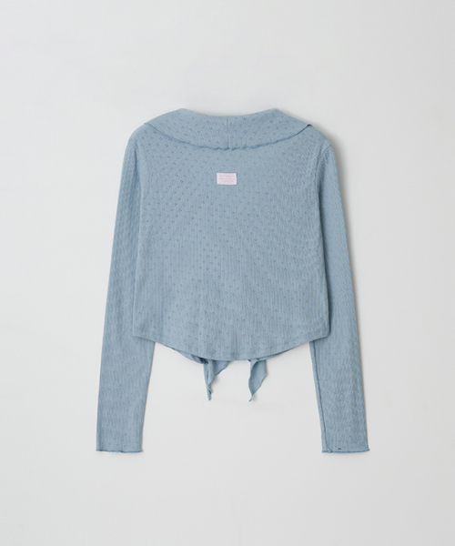 RONRON(ロンロン)の「PENDANT SAILOR FRILL EYELET CARDIGAN SOFT BLUE(カーディガン/ボレロ・レディース・その他・FREE)」の2枚目の写真