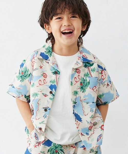 Fluffy BROTHERS（フラッフィーブラザーズ）の「開襟シャツ（シャツ/ブラウス・キッズ・アイボリー系/ブラック・80/90/100/110/140/150/120/130）」の2枚目の写真