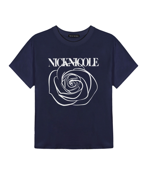 NICK&NICOLE（ニックアンドニコール）の「BIG ROSE SLEEVE TOP_NAVY WHITE（Tシャツ/カットソー・レディース・その他・FREE）」の4枚目の写真