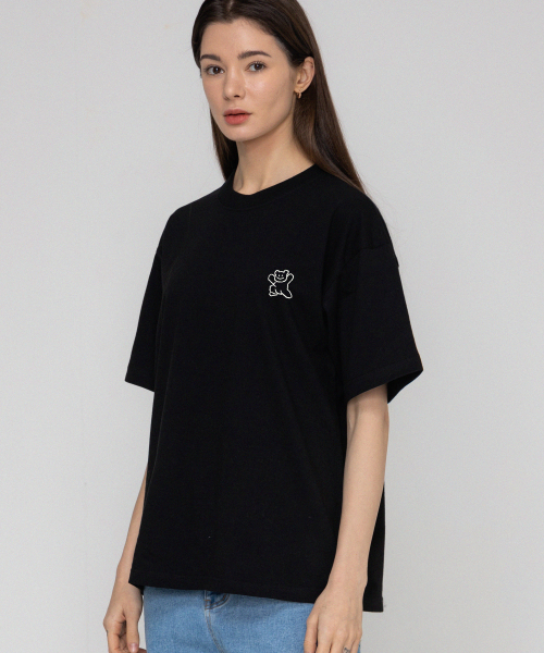 GRAVER（グレーバー）の「[ユニセックス]スモールラインベアスマイル半袖Tシャツ_ブラック（Tシャツ/カットソー・レディース・ブラック・SMALL/MEDIUM/LARGE/X-LARGE）」の3枚目の写真