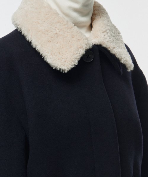 MUSINSA STANDARD WOMAN（ムシンサスタンダードウーマン）の「ウィメンズウールブレンドフェイクシアリングカラーショートコート[ネイビー]（チェスターコート・レディース・その他・LARGE/X-SMALL/SMALL/MEDIUM）」の7枚目の写真