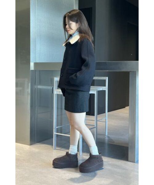 MUSINSA STANDARD WOMAN（ムシンサスタンダードウーマン）の「ウィメンズウールブレンドフェイクシアリングカラーショートコート[ネイビー]（チェスターコート・レディース・その他・LARGE/X-SMALL/SMALL/MEDIUM）」の14枚目の写真
