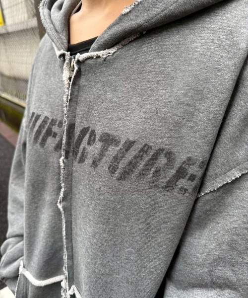 Never mind the XU（ネバーマインドザエックスユー）の「【Never mind the XU】damage oversized zip up hoodie / 【ネバーマインド ザ エックスユー】オーバーサイズダメージジップパーカー（パーカー・メンズ・ブラック/グレー・L）」の8枚目の写真