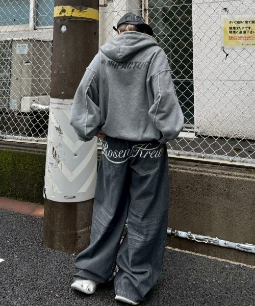 Never mind the XU（ネバーマインドザエックスユー）の「【Never mind the XU】damage oversized zip up hoodie / 【ネバーマインド ザ エックスユー】オーバーサイズダメージジップパーカー（パーカー・メンズ・ブラック/グレー・L）」の13枚目の写真