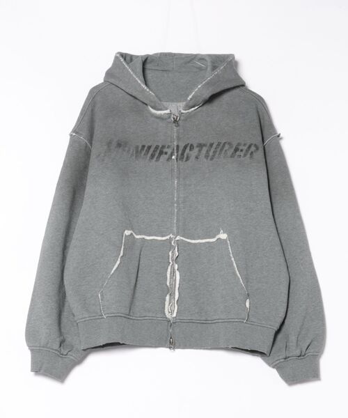 Never mind the XU（ネバーマインドザエックスユー）の「【Never mind the XU】damage oversized zip up hoodie / 【ネバーマインド ザ エックスユー】オーバーサイズダメージジップパーカー（パーカー・メンズ・ブラック/グレー・L）」の5枚目の写真