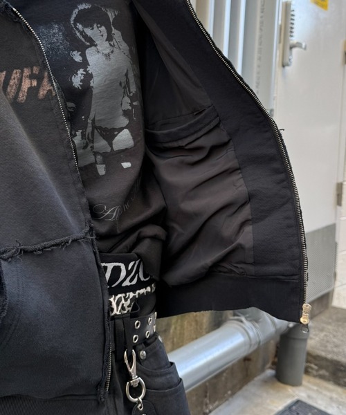 Never mind the XU（ネバーマインドザエックスユー）の「【Never mind the XU】damage oversized zip up hoodie / 【ネバーマインド ザ エックスユー】オーバーサイズダメージジップパーカー（パーカー・メンズ・ブラック/グレー・L）」の16枚目の写真