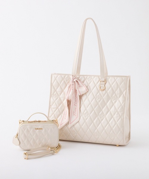 one after another NICE CLAUP（ワンアフターアナザーナイスクラップ）の「【LouLoumei】スカーフ付きキャリーオントートバッグ（トートバッグ・レディース・ブラック/ピンク/ベージュ/サックスブルー・FREE）」の7枚目の写真