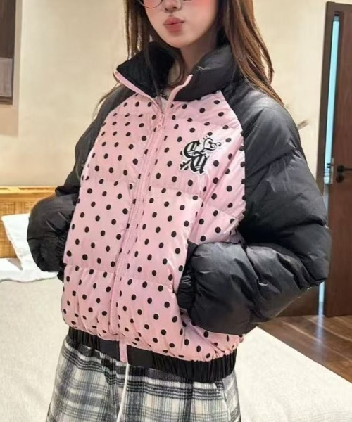 セール】【秋冬新作】ドット柄ショートダウンジャケット（ダウン