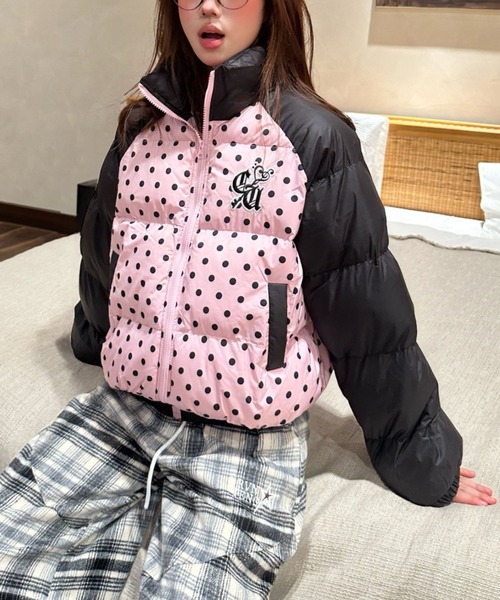 セール】【秋冬新作】ドット柄ショートダウンジャケット（ダウン