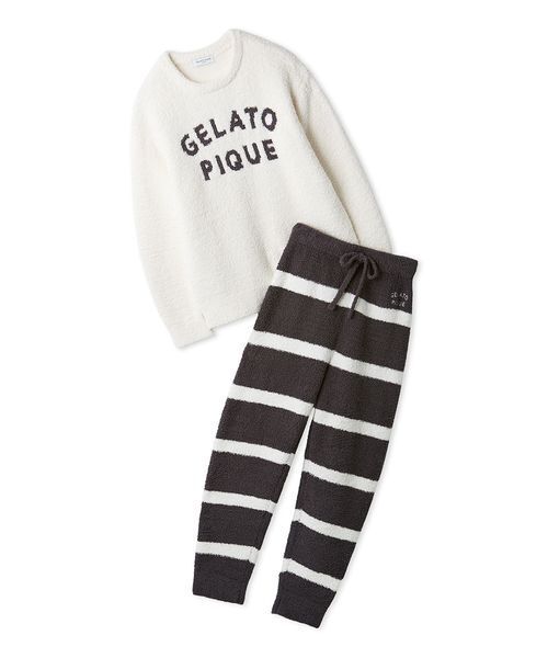 gelato pique(ジェラートピケ)の「【HOMME】パウダーロゴジャガードプルオーバー&ロングパンツセット(ルームウェア/パジャマ・メンズ・チャコールグレー/アイボリー・M/L)」の3枚目の写真