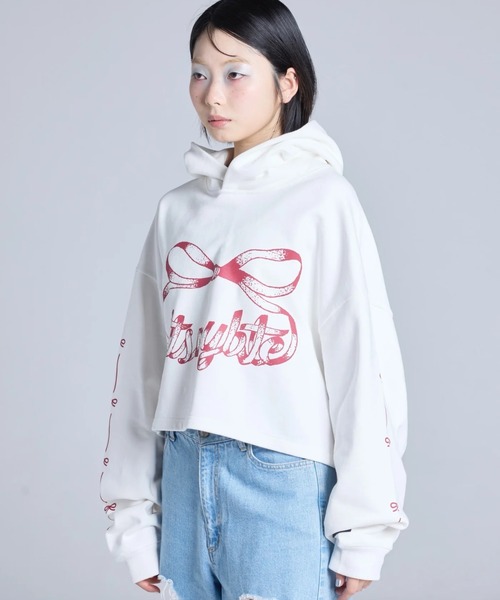 Little sunny bite（リトルサニーバイト）の「littlesunnybite/リトルサニーバイト/short D8 sweat hoodie（パーカー・レディース・ホワイト/ブラック・S/M）」の8枚目の写真