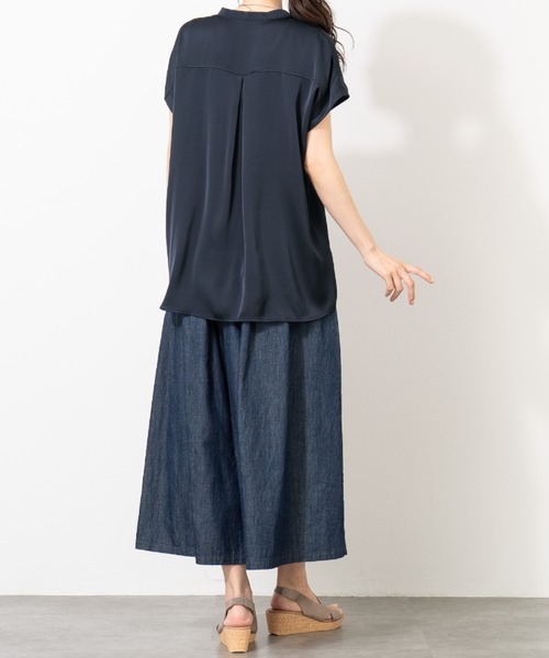 aunt lily(アントリリー)の「リネンコットンデニムガウチョパンツ(その他パンツ・レディース・キナリ/ネイビー/ブルー・3L/LL/L/M)」の9枚目の写真