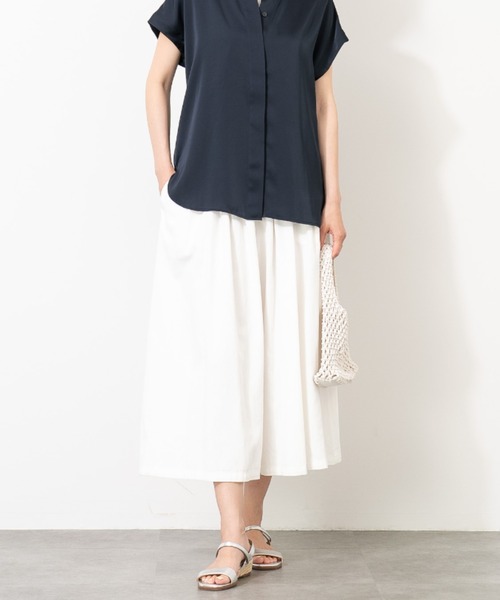 aunt lily(アントリリー)の「リネンコットンデニムガウチョパンツ(その他パンツ・レディース・キナリ/ネイビー/ブルー・3L/LL/L/M)」の10枚目の写真