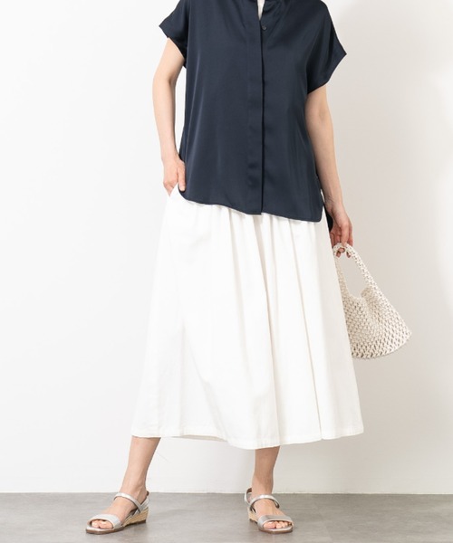 aunt lily(アントリリー)の「リネンコットンデニムガウチョパンツ(その他パンツ・レディース・キナリ/ネイビー/ブルー・3L/LL/L/M)」の11枚目の写真