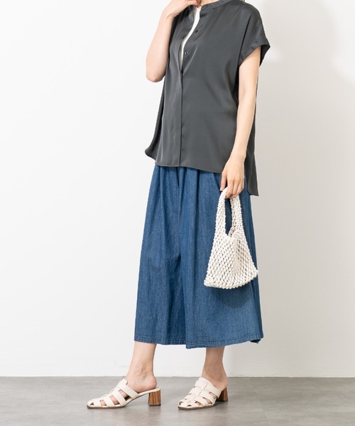 aunt lily(アントリリー)の「リネンコットンデニムガウチョパンツ(その他パンツ・レディース・キナリ/ネイビー/ブルー・3L/LL/L/M)」の16枚目の写真