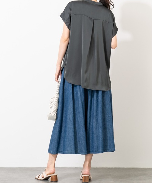 aunt lily(アントリリー)の「リネンコットンデニムガウチョパンツ(その他パンツ・レディース・キナリ/ネイビー/ブルー・3L/LL/L/M)」の18枚目の写真