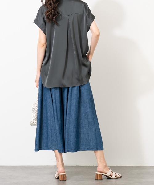 aunt lily(アントリリー)の「リネンコットンデニムガウチョパンツ(その他パンツ・レディース・キナリ/ネイビー/ブルー・3L/LL/L/M)」の19枚目の写真
