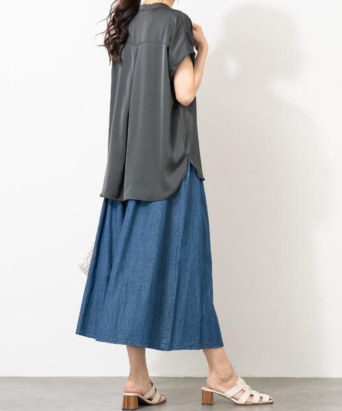 aunt lily(アントリリー)の「リネンコットンデニムガウチョパンツ(その他パンツ・レディース・キナリ/ネイビー/ブルー・3L/LL/L/M)」の20枚目の写真