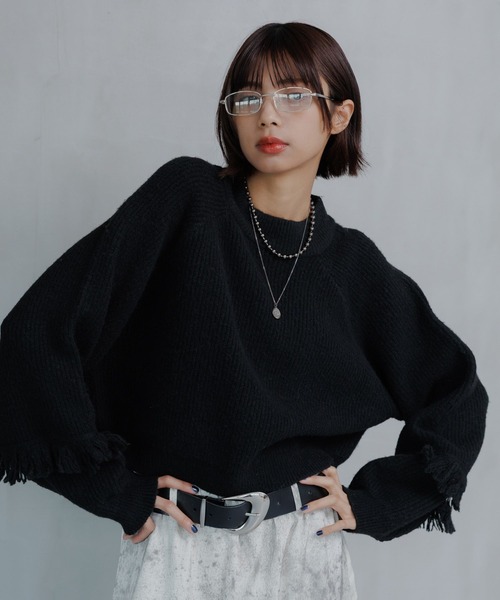 PAGEBOY（ページボーイ）の「フリンジスリーブショートハイネック（Tシャツ/カットソー・レディース・オフホワイト/グレー/ターコイズブルー/ブラック・FREE）」の8枚目の写真